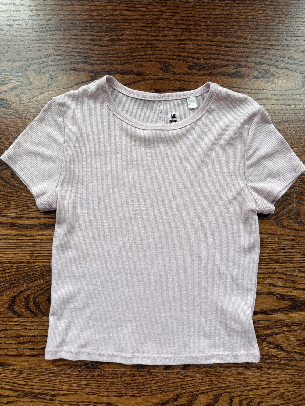 Me to We Pale Pink Ribbed Crew Tee